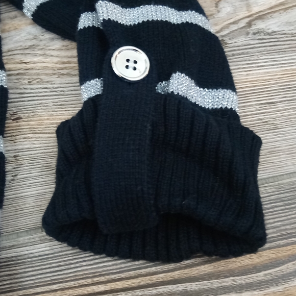 Cozy Striped Sparkly Knit Button Detail Sweater Top - Picture 4 of 12